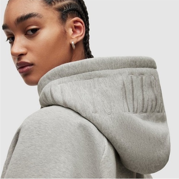 All Saints allsaints  gray marl talon pullover embroidered hoodie Size small - Picture 3 of 12
